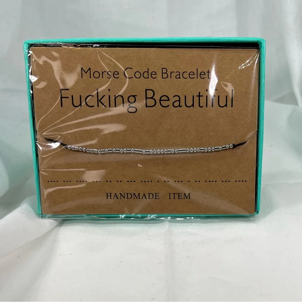 F$Cking Beautiful Morse Code Minimalist Funny Humor Spirit Gift Bracelet in Box